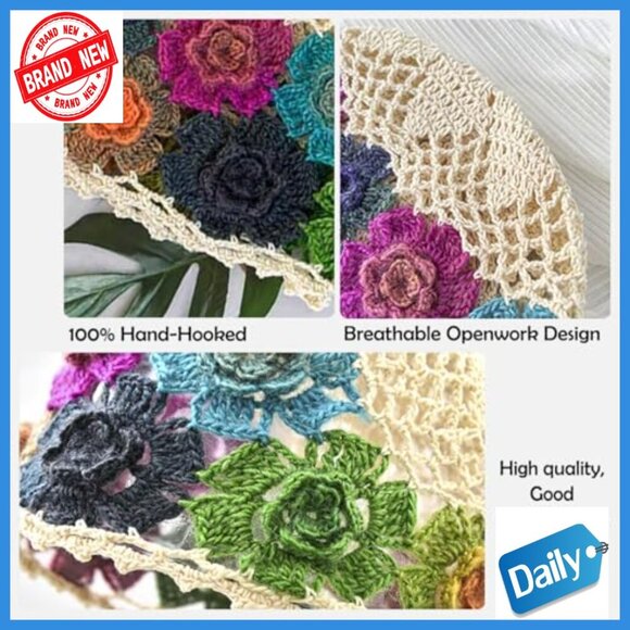 Handmade Crochet Beanie Sun Hat Lightweight Openwork Summer Skull Cap main image 7